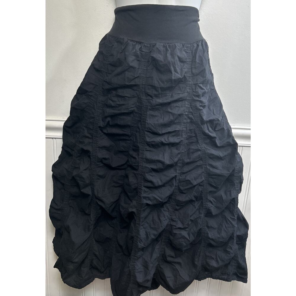 Baba Maxi Skirt XL Draped Pleats Gathered Pull-on Cotton Boho Goth Festival